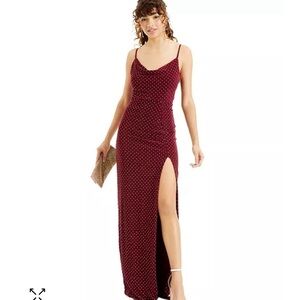 B Darlin Rhinestone Burgundy Gown Size Small